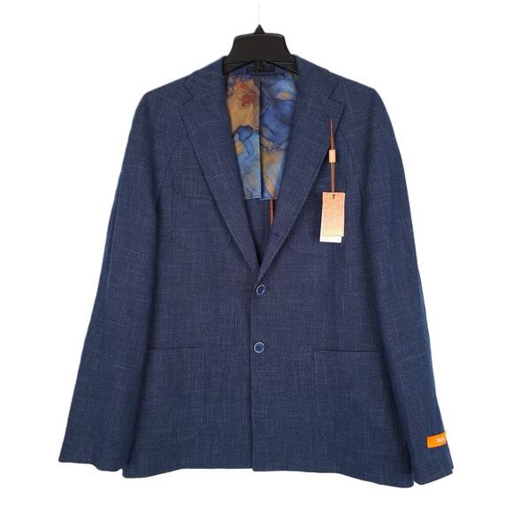 Tallia Mens Slim-Fit Stretch Raglan Lightweight Sport Coat Navy Grey 42L NWT - Picture 1 of 7